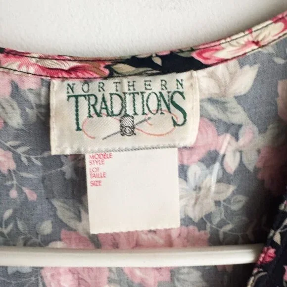 Vintage 90s Northern Traditions Floral Wide Leg Jumpsuit S/M - Picture 7 of 11